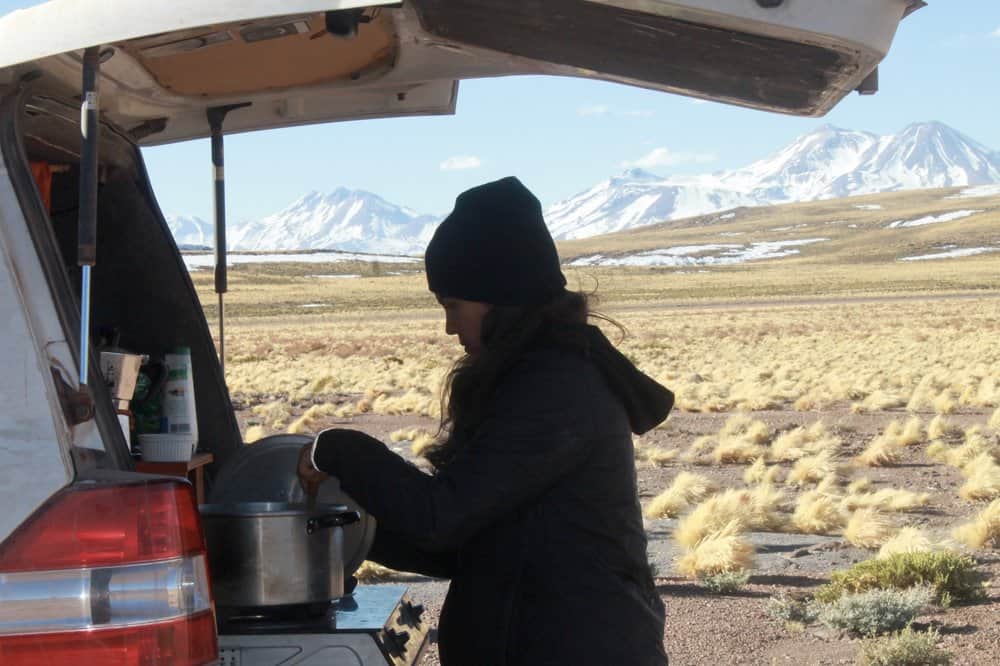 Van life cooking at high altitude in the Andes