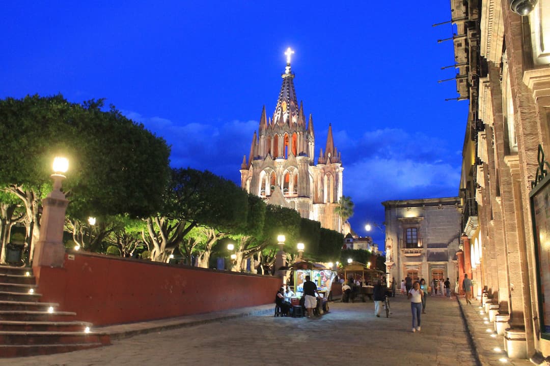 The cathedral in San Miguel de Allende at Night