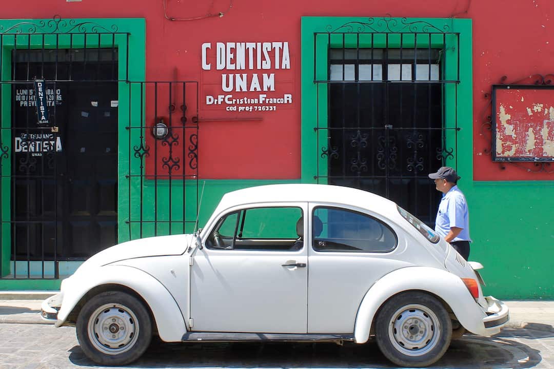 One of the many Volkswagon Beetles on the streets of Oaxaca (How to spend a week in oaxaca)