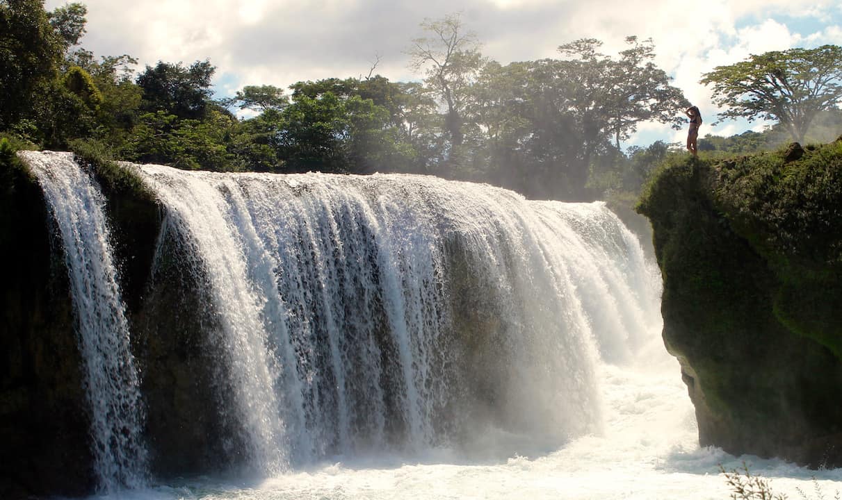 The thundering waterfall of Las Nubes in Chiapas, Mexico