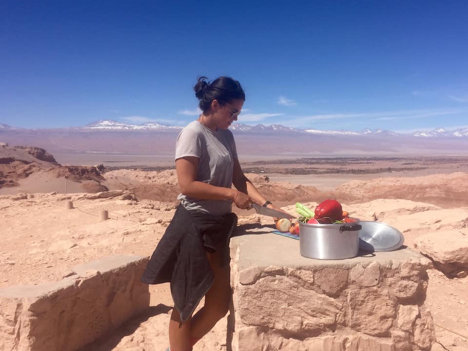 Cooking overlooking the Atacama Desert