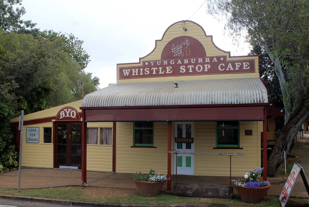 Whistle Stop Cafe in Yungaburra on our hunt for the best cafe Atherton Tablelands had to offer