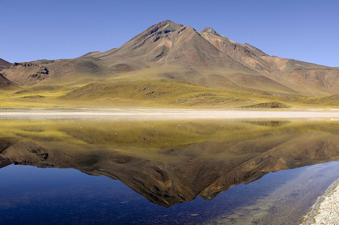 The reflection of the Andes Mountains off Laguna Miscanti is one of the best things to see in the Atacama Desert. 