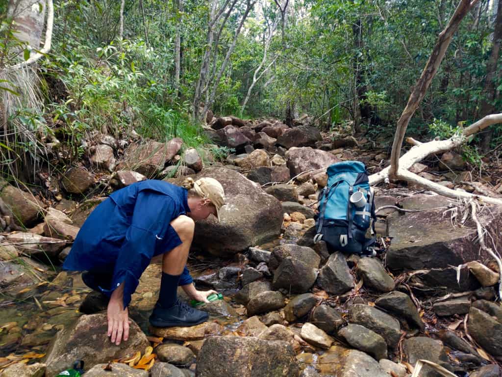 There are plenty of places to fill your water bottle while hiking Thorsborne Trail Hinchinbrook Island