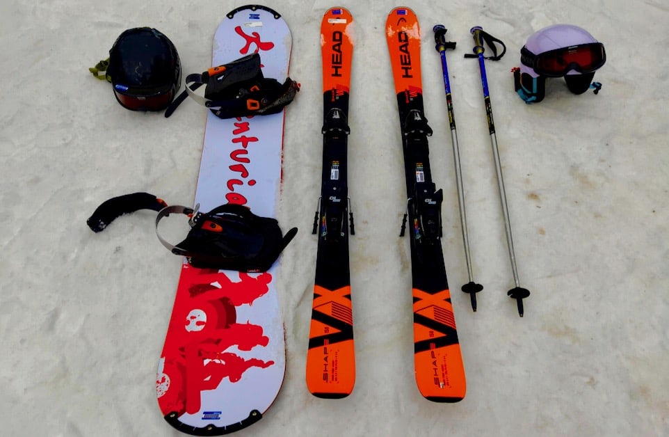 Rental skis and snowboard