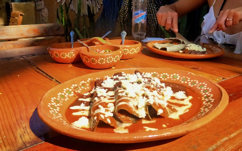 A plate of enchiladas from El Gallo, one of the best restaurants in San Pancho.