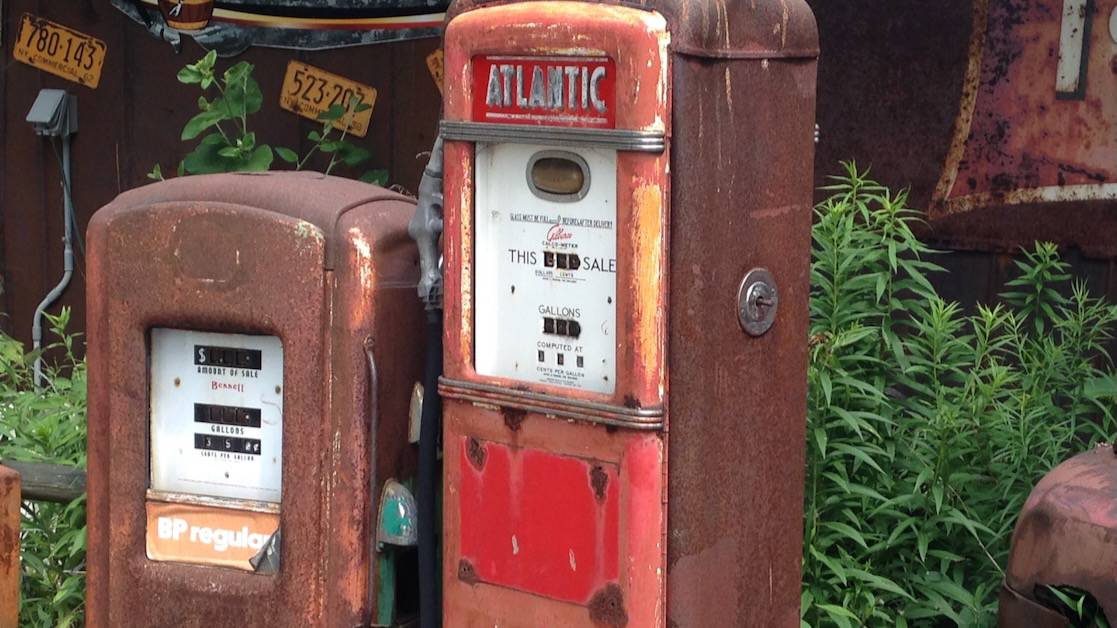 Old rusty fuel pumps